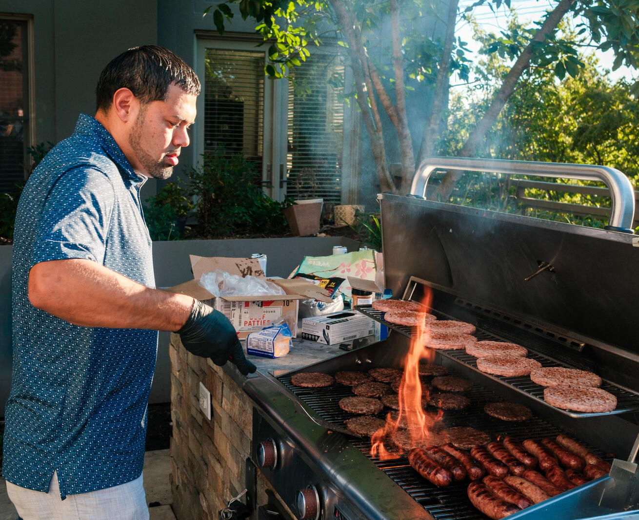 A man grilling